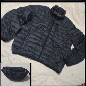 Hawke and Co Packable Down Jacket Ski Snowboard Winter Puffer Coat  Black, L